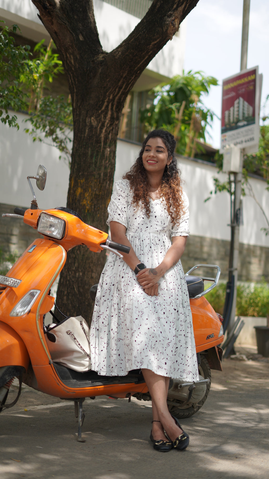 White Cotton Music Gown with Lining