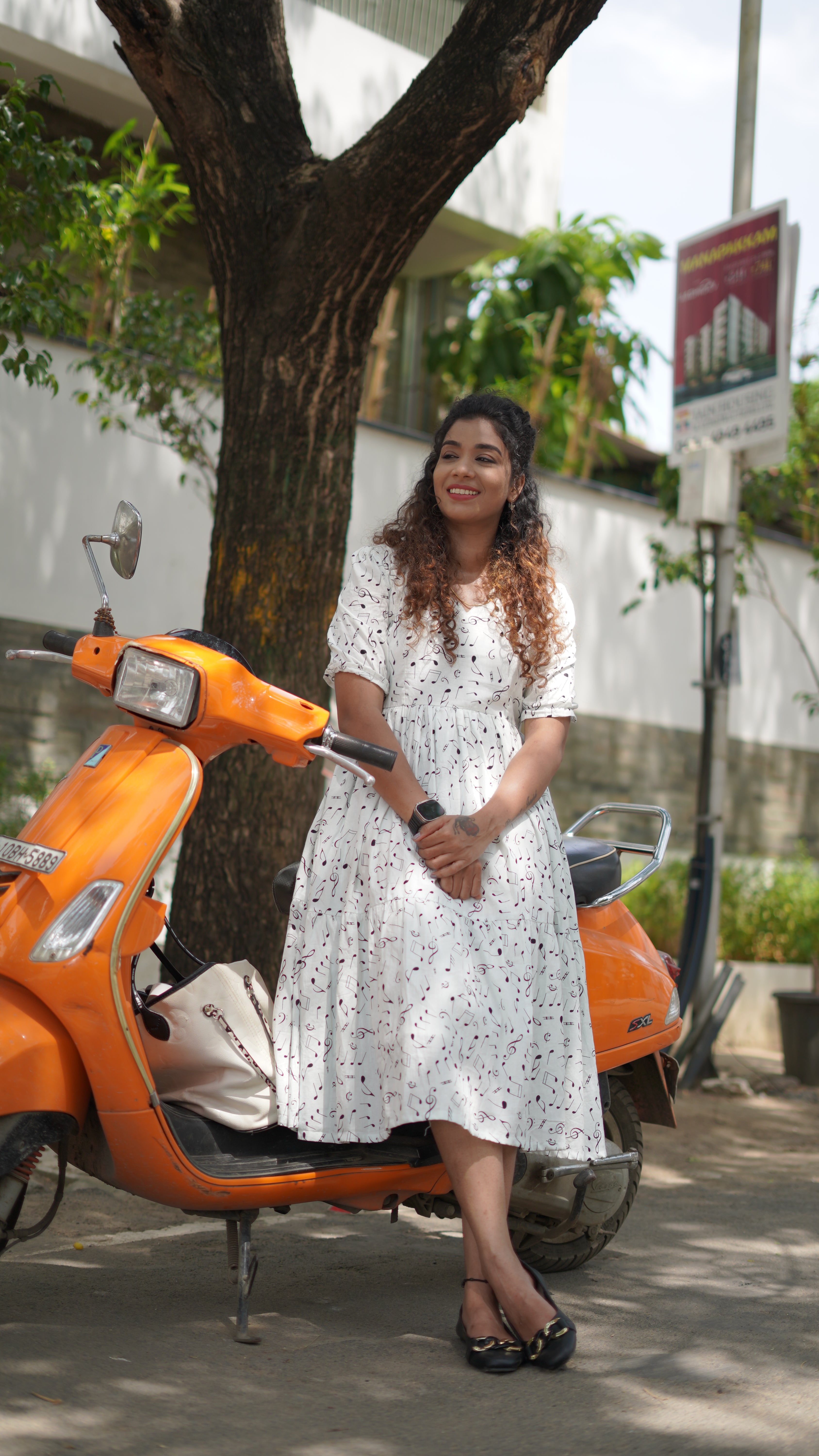 White Cotton Music Gown with Lining