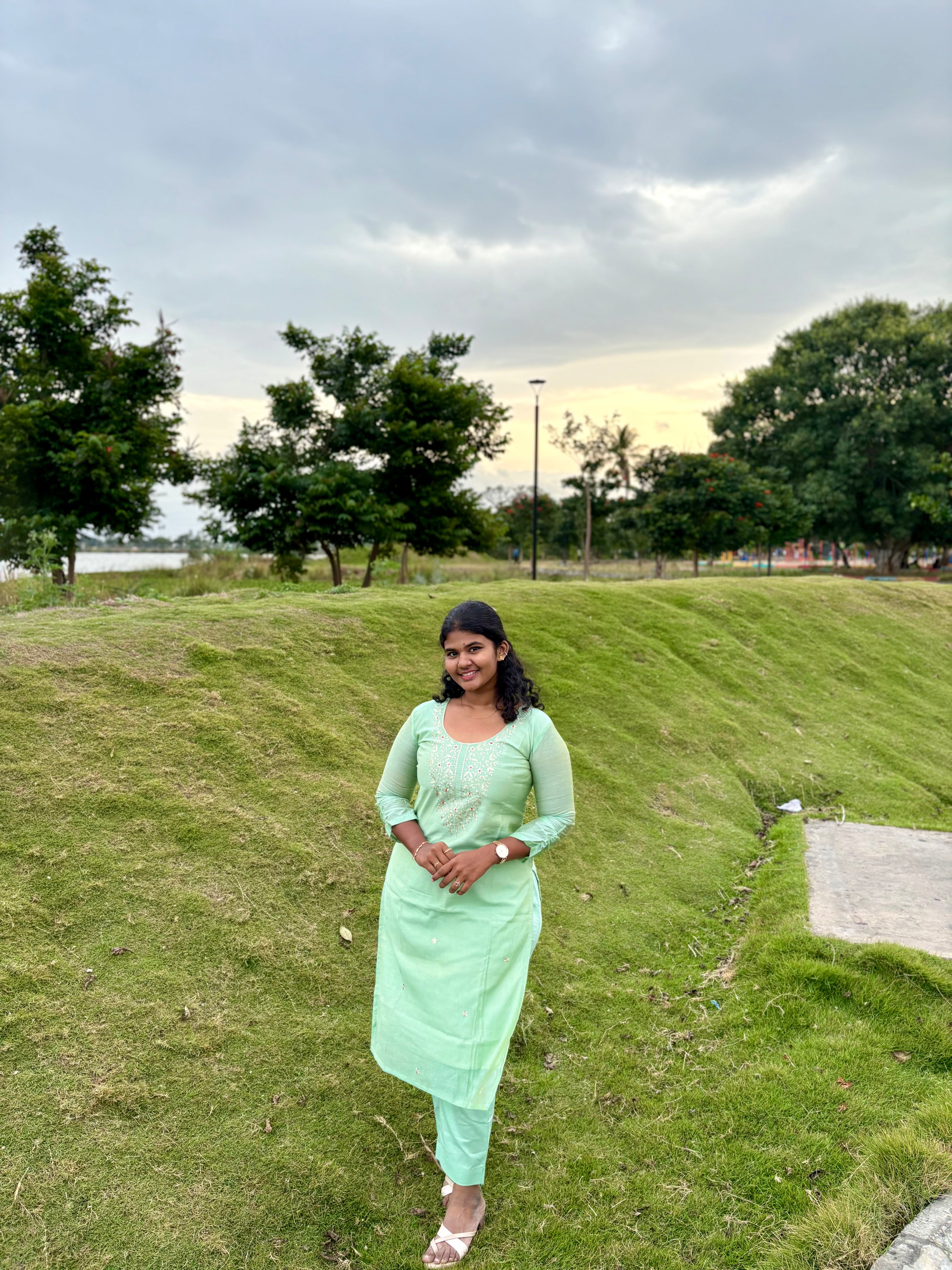 Green Chanderi Silk Kurti with Cotton Pants