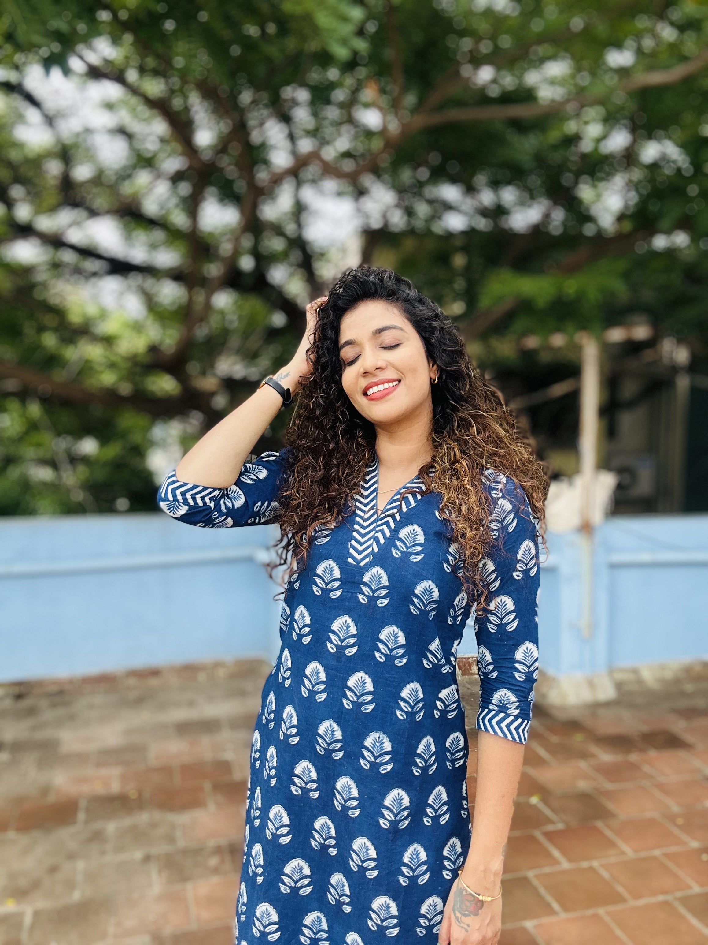 Bagru Indigo Kurtha Set