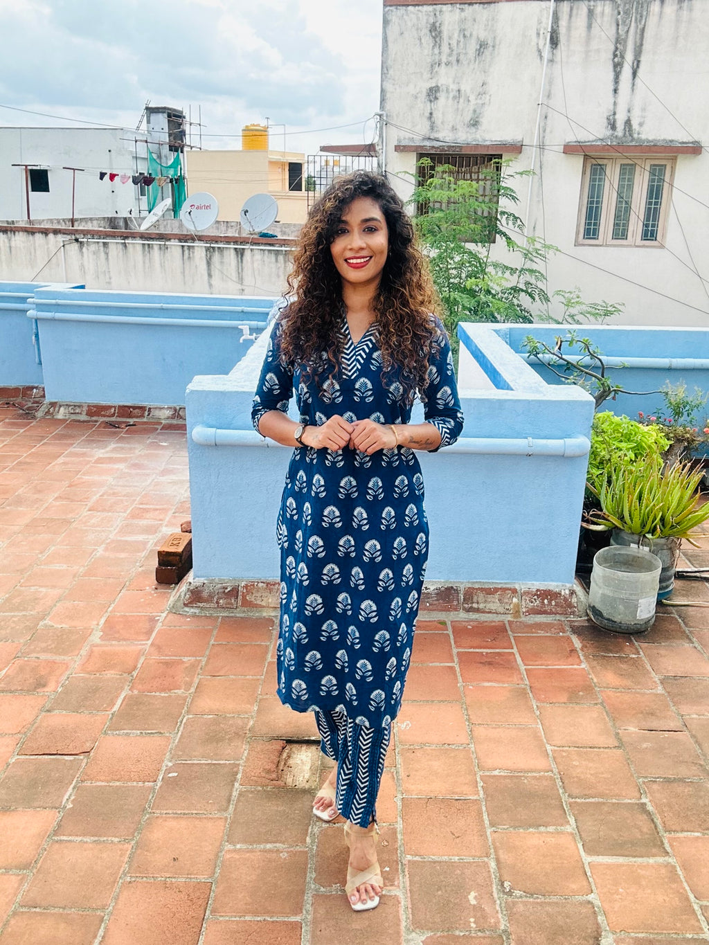 Bagru Indigo Kurtha Set