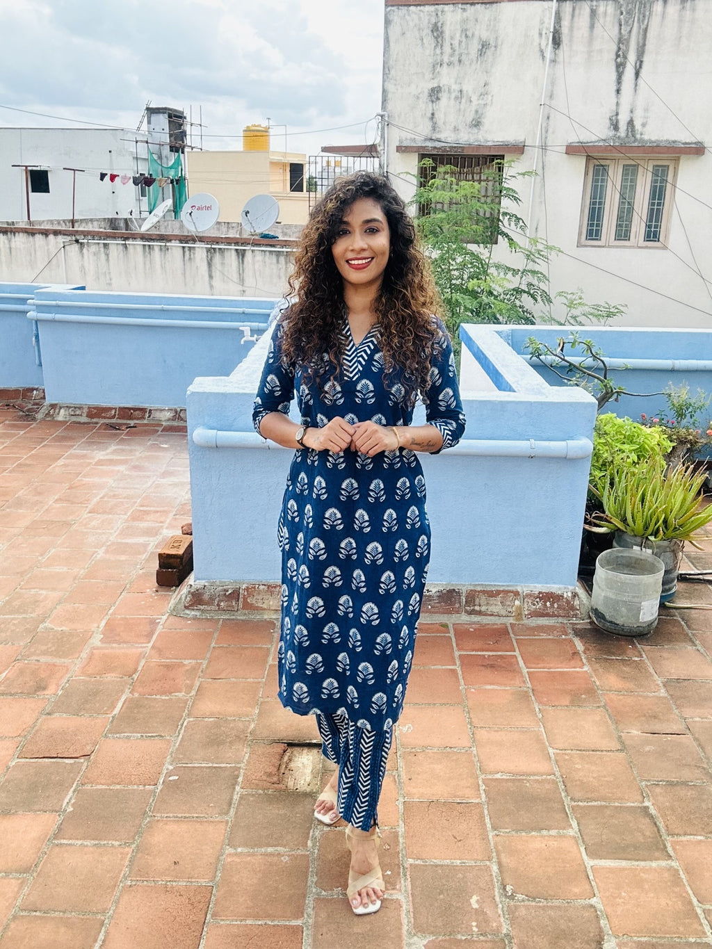 Bagru Indigo Kurtha Set