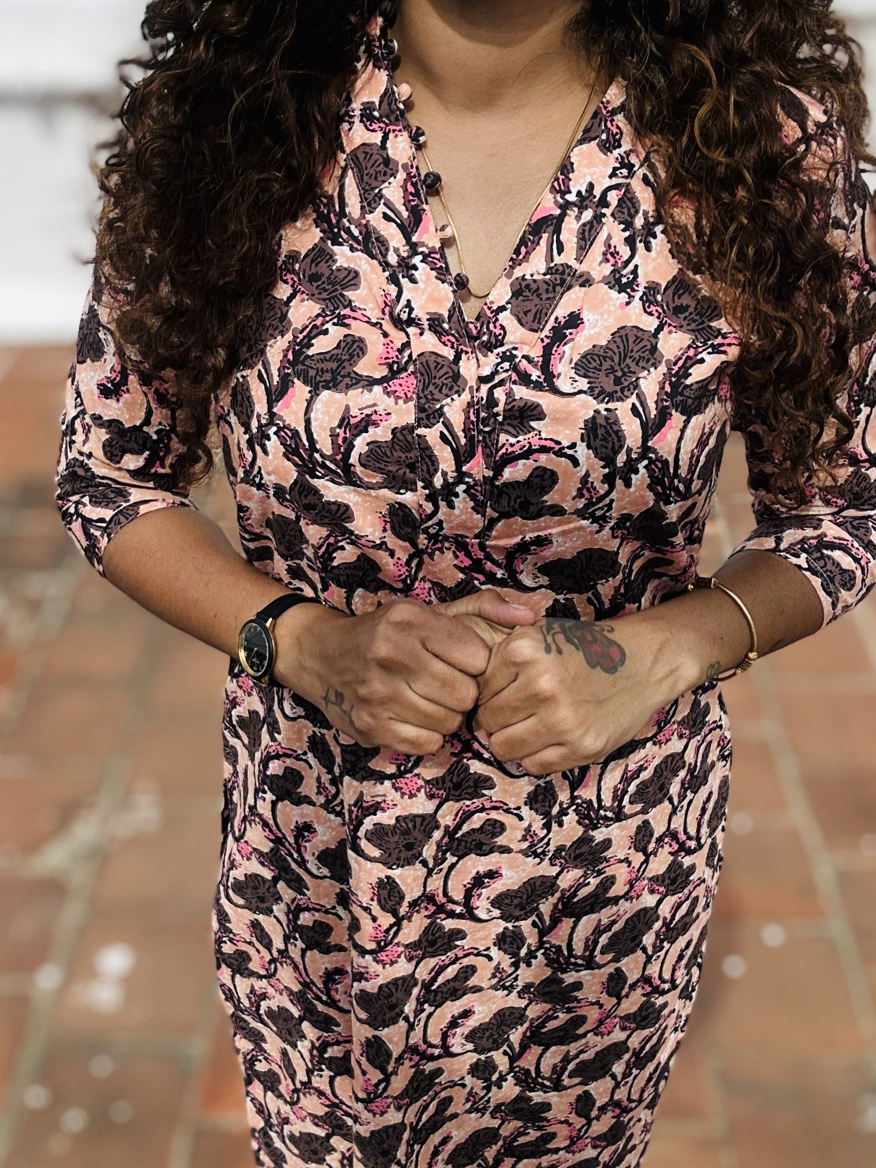 Bright peach straight kurti