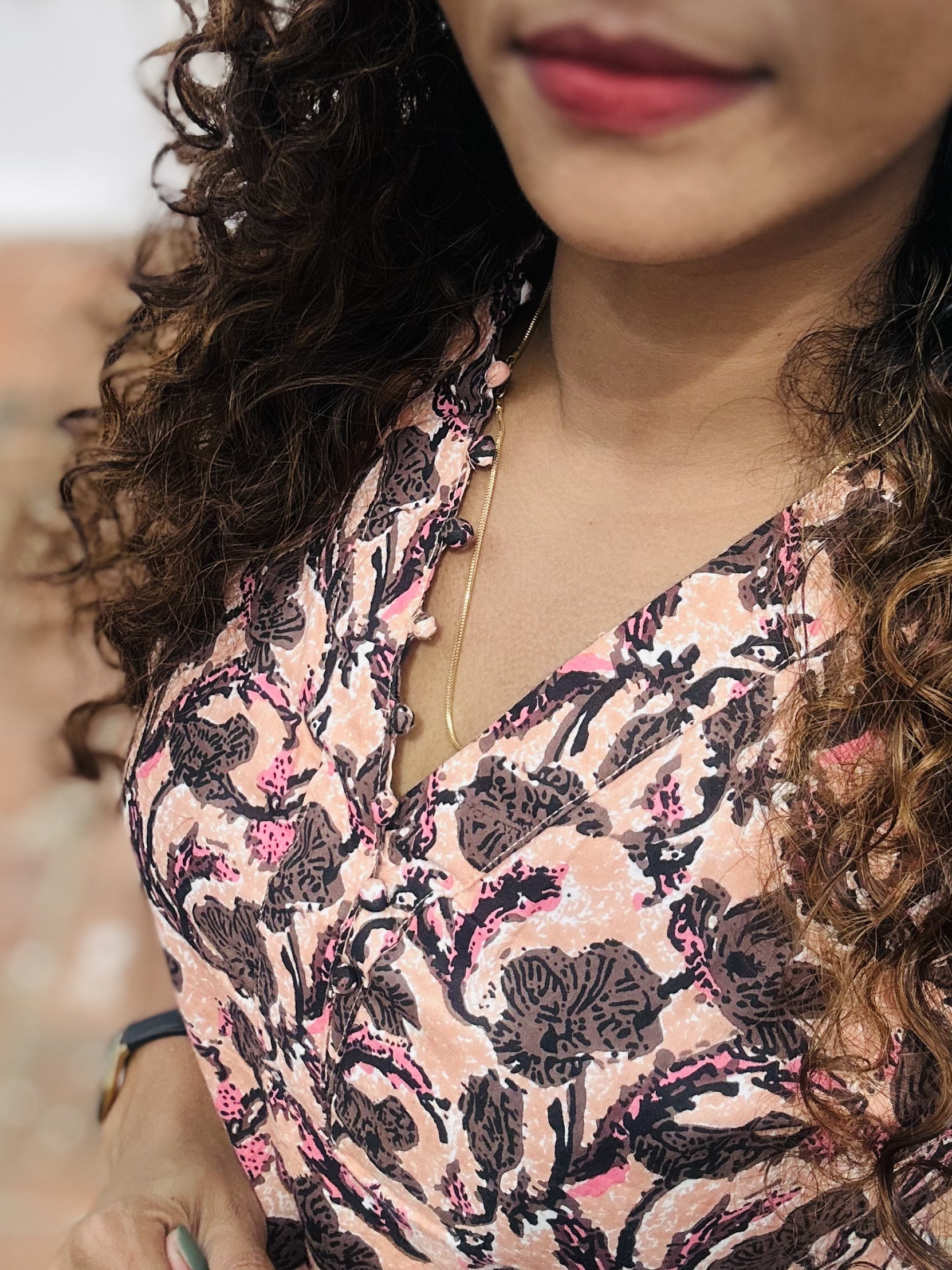 Bright peach straight kurti