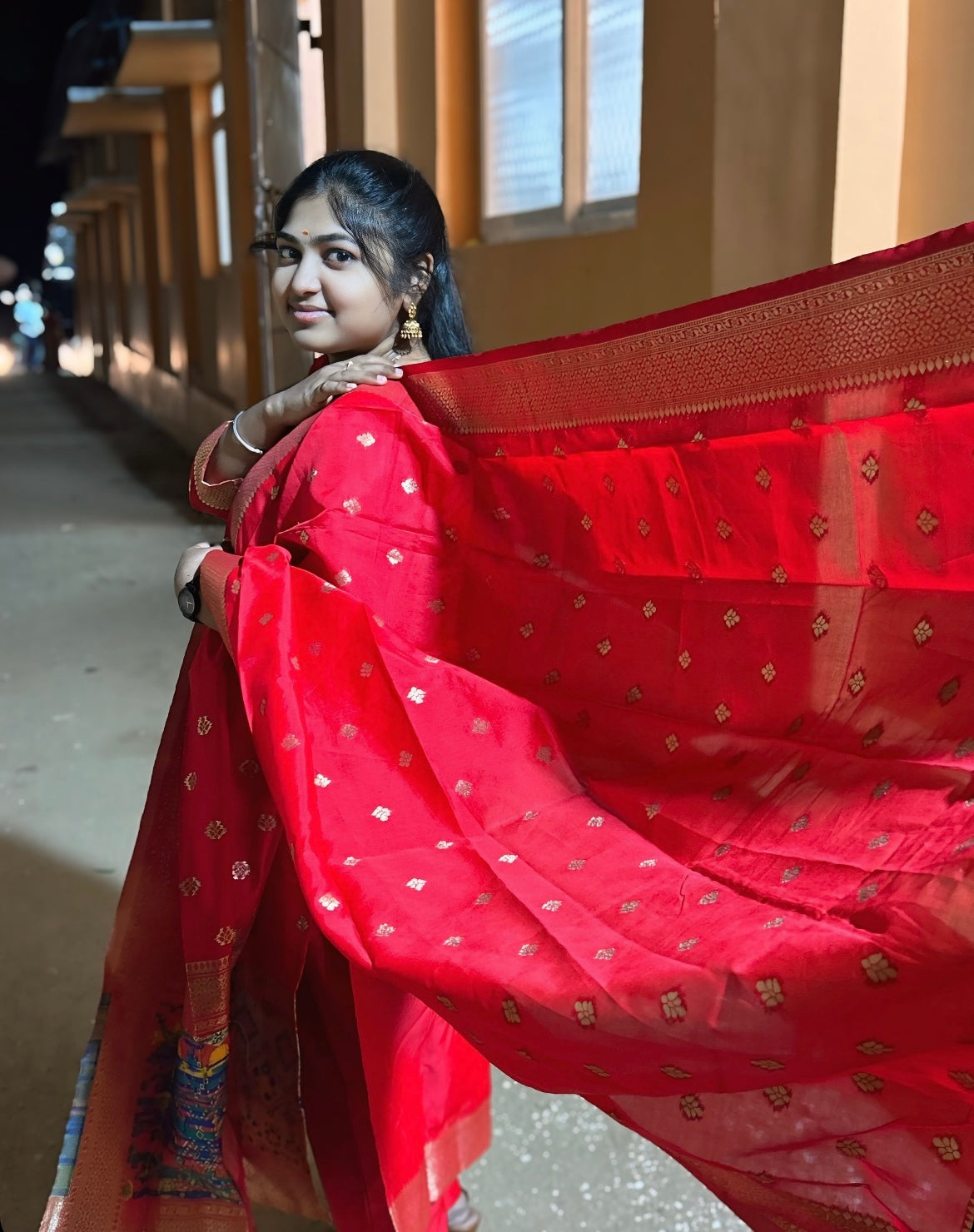 Red Silk Salwar Set 3 Piece