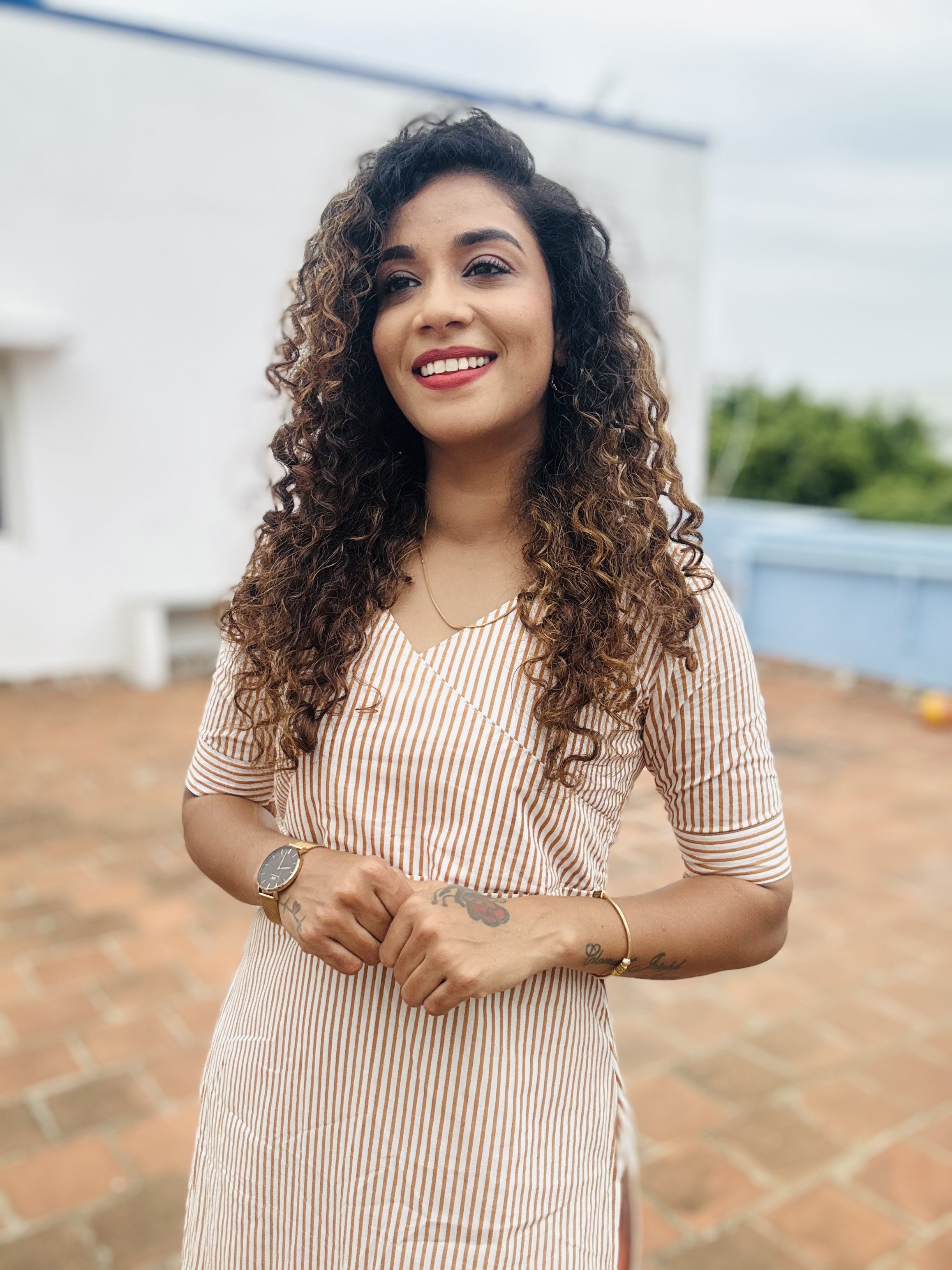 Rust Stripes Palazzo Set