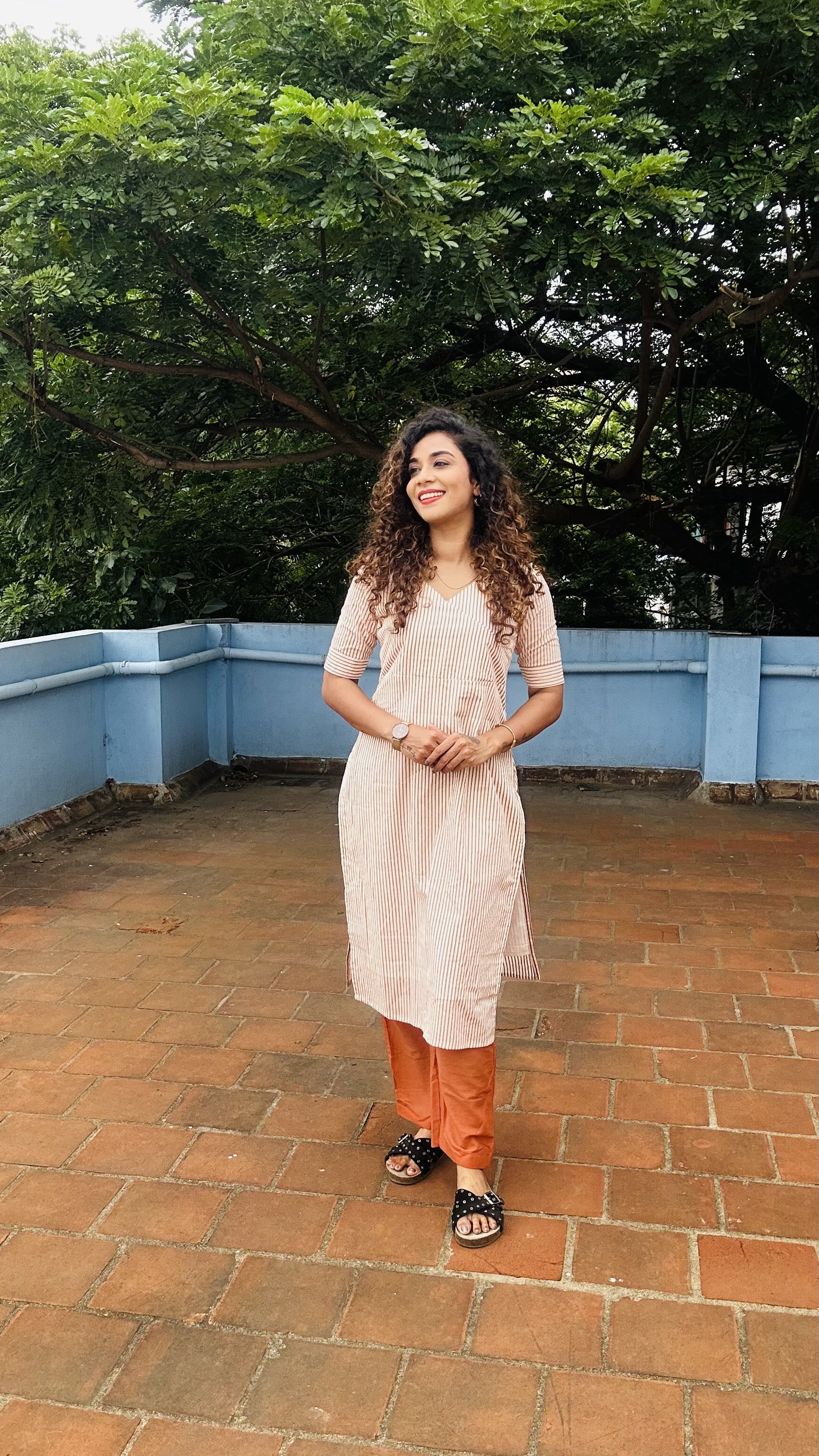 Rust Stripes Palazzo Set