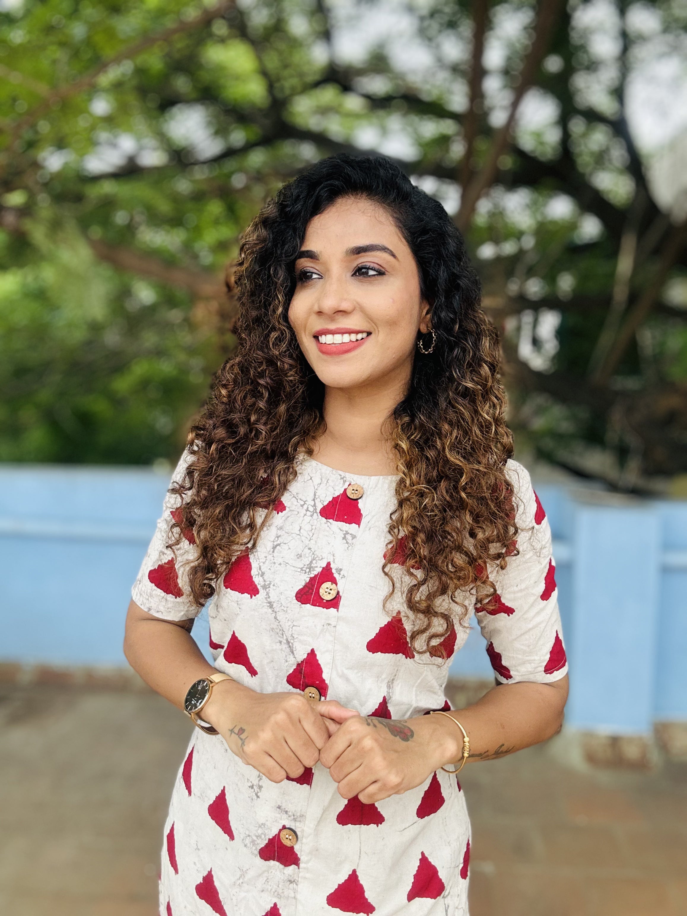 Kasish Beige Hand Block Kurtha Set